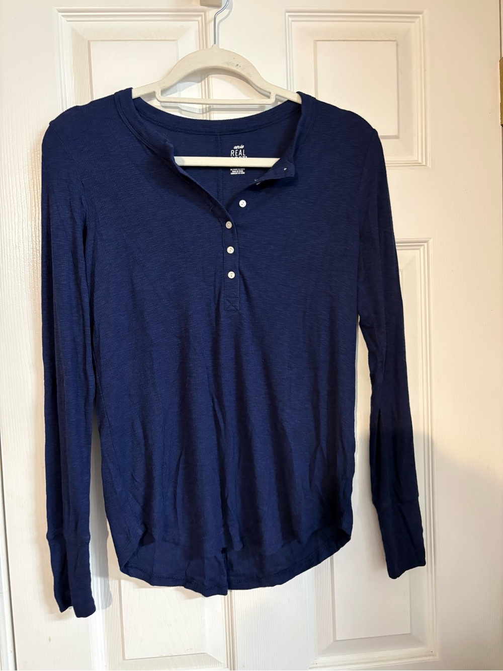 aerie Navy Long-Sleeve Henley Top